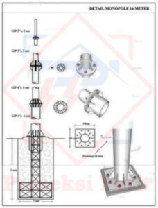 Proteksi Petir Material Tiang Monopole 16 Meter